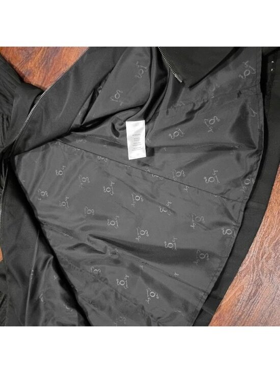 Samuel Dong Black Ruffle Front Long Coat Dress S  Pleated Skirt By Samuel Dong - Picture 10 of 16